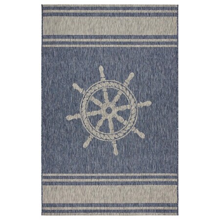 Lr Home LR Home CAPTI81025NVG5070 5 x 7 ft. Captiva Nautical Helm Indoor & Outdoor Area Rug; Navy & Gray CAPTI81025NVG5070